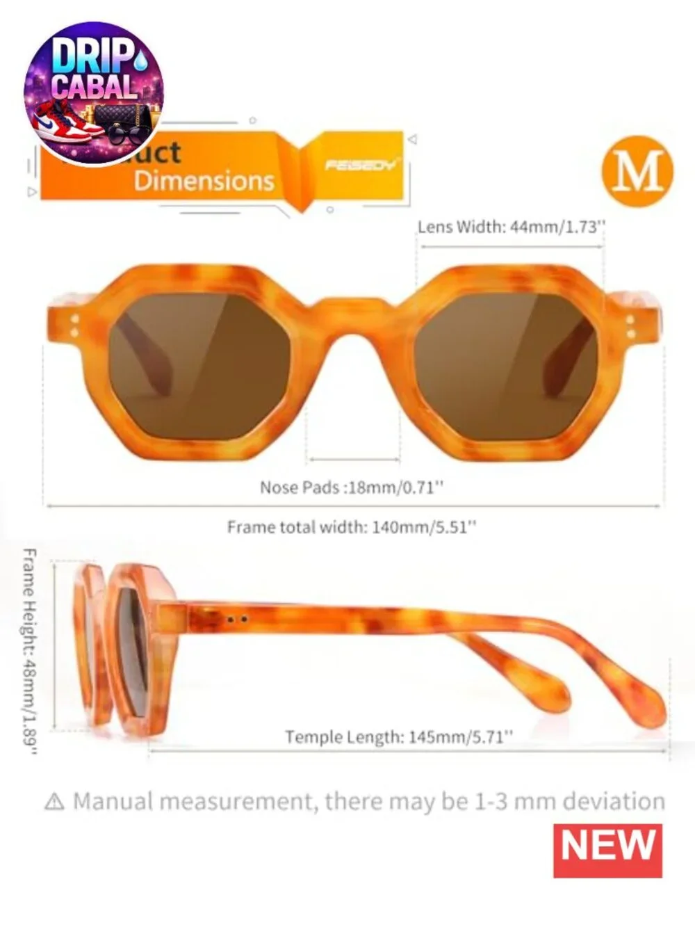 Retro Octagon Sunglasses for Women UV400 Protection Thick Frame Polycarbonate